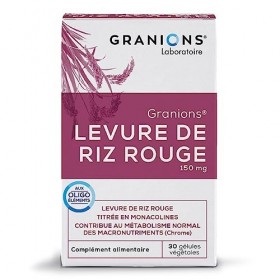 Levure de riz rouge GRANIONS | Complement alimentaire cholestérol | Levure de riz rouge 150mg avec Selenium + Chrome | Choles