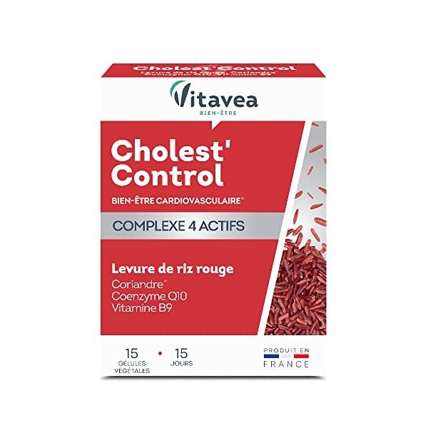 Vitavea - CholestControl - Complément Alimentaire Cholestérol - Bien Etre Cardiovasculaire - Levure de Riz Rouge, Acide Foli