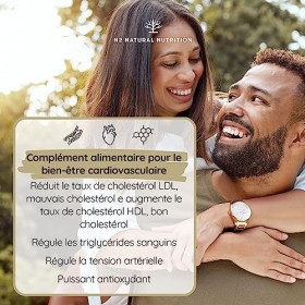 Levure de Riz Rouge et Coenzyme q10 Concentrée 2.9 mg de Monacoline K Aide à Maintenir un Taux de Cholestérol Sanguin Normal,