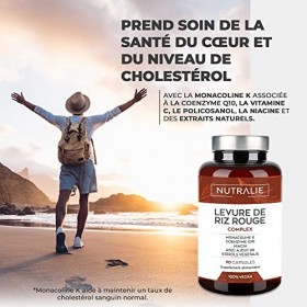 LEVURE DE RIZ ROUGE - Monacoline K 2,9 mg BIO-disponible + 30 mg Q10 + Vitamine C E B3 - Sans Gluten ni Lactose - 90 Gélules 