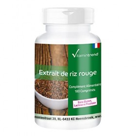 Extrait de Riz Rouge – 2,95mg de Monacoline K par comprimé – Végan – Boite de 180 comprimés - ! POUR 6 MOIS ! | Vitamintrend®