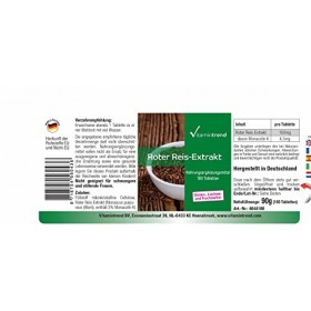 Extrait de Riz Rouge – 2,95mg de Monacoline K par comprimé – Végan – Boite de 180 comprimés - ! POUR 6 MOIS ! | Vitamintrend®