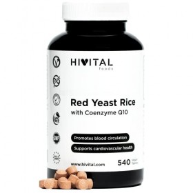 Levure de Riz Rouge concentrée avec Coenzyme Q10. 540 comprimés végétaliens 18 mois de traitement . Complètement naturel. Sa