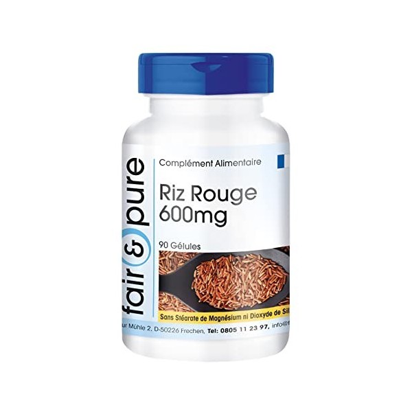 Fair & Pure® - Riz Rouge 600mg - avec 2,95mg de monacoline K par gélule - végan - 90 gélules