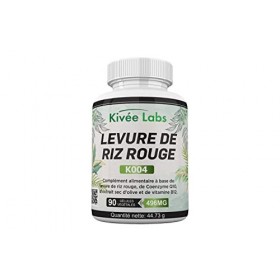 Kivéelabs 90 Capsules - Levure de riz rouge - Coenzyme Q10 - Levure de riz rouge abaisse votre cholestérol - 496MG levure de 