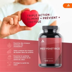 Bodyathlon- Levure de Riz Rouge – Ingrédients dorigine naturelle - Monacolina K, Coenzyme Q10, Policosanol, Guggul- 120 Caps