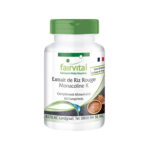 Fairvital | Extrait de Riz rouge 150mg - haut dosage - avec 2,95mg de monacoline K - Vegan - 60 comprimés