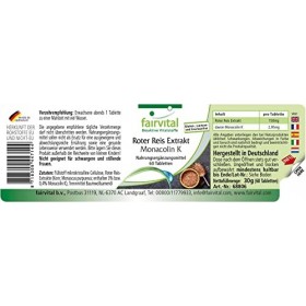 Fairvital | Extrait de Riz rouge 150mg - haut dosage - avec 2,95mg de monacoline K - Vegan - 60 comprimés
