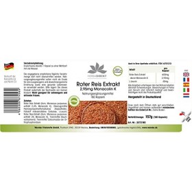 Extrait de Riz Rouge - 180 gélules - 2,95mg Monacoline K | HERBADIREKT by Warnke Vitalstoffe