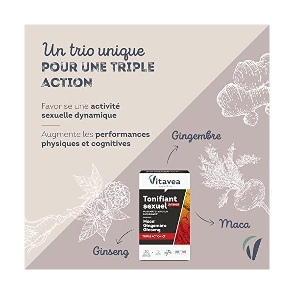 Vitavea Bien-être Complément Alimentaire Tonifiant Sexuel Intense pour Homme - Performance, Vigueur, Endurance Sexuelle - Mac