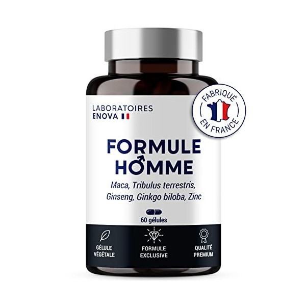 FORMULE HOMME | Vigueur, Puissance, Endurance | Complexe de Plantes pour Hommes : Maca, Tribulus Terrestris, Ginseng, Ginkgo 