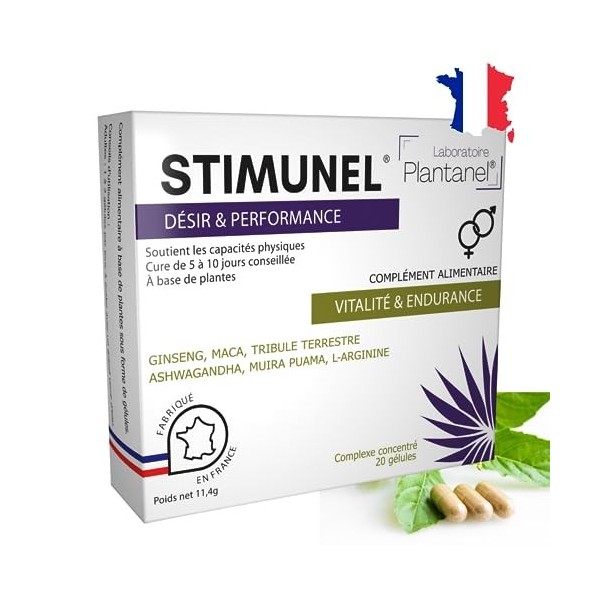 Stimunel® Maca + Ginseng ultra-concentré 3300mg , Libido, Testostérone, Ashwagandha, Tribulus, L-Arginine- Cure de 20 gélule