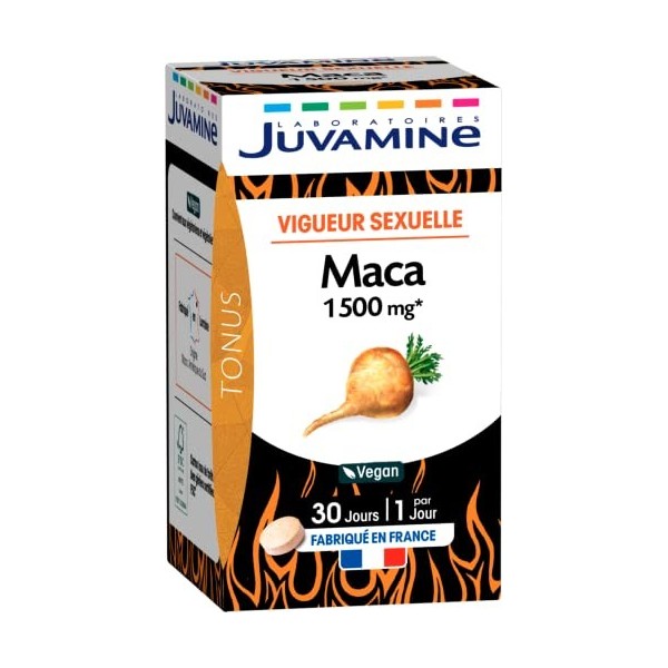 JUVAMINE - Maca 1500 mg - Tonus et Vigueur Sexuelle - 30 Comprimés - Vegan