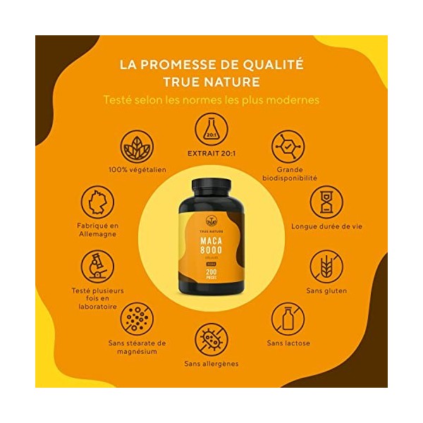 Maca 200 gélules - Extra FORT: 24.000mg par jour - contient du potassium contribue à une fonction musculaire normale - Ex