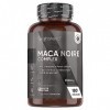 Maca Noire Forte 100:1 + Ginseng + L-Arginine 5550mg - 180 Gélules Vegan 6 Mois - Maca Complexe Avec Panax Ginseng, Poivre 