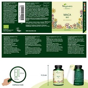 MACA BIO du Pérou 3000mg Vegavero® | 120 Gélules | UNIQUE : 4 Racines de Maca - Noire, Rouge, Jaune, Violette | Sans Additifs