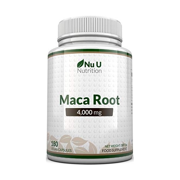 Maca Root 4000mg - 180 Gélules Végétariennes et Végétaliennes - 6 mois dapprovisionnement - Racine de Maca Péruvienne de hau