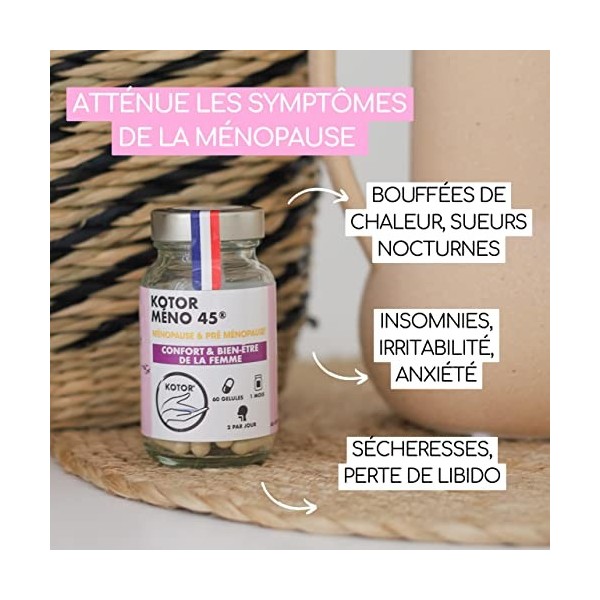KOTOR MENO45 | Bouffées de Chaleur, Sueurs Nocturnes, Libido, Irritabilité, Fatigue | Pré & Ménopause | Houblon + Maca + Grai