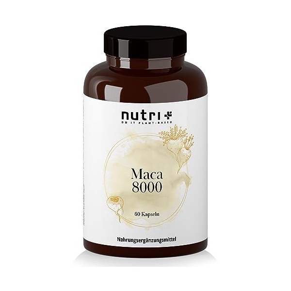 MACA Capsules hautement dosées + végétaliennes - Macca Premium 8000-60 Capsules - Extrait original 20:1 Premium poudre de ra