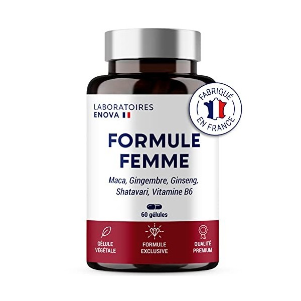 FORMULE FEMME | Vitalité Féminine | Complexe de Plantes : Maca, Gingembre, Ginseng, Shatavari, Vitamine B6 | 60 Gélules | Com