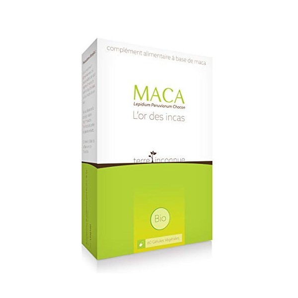 Maca bio du Pérou - Terre Inconnue® - 60 gélules végétales de 600mg - pure Lepidium Peruvianum Chacon de Junin au Pérou