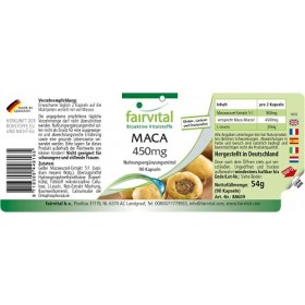Fairvital | Maca 450mg Fort - avec 4500mg de racine de maca par dose journalière - Anti-stress, Revigorant & Énergie - Hautem