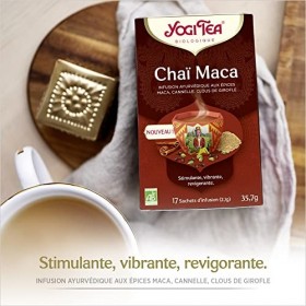 YOGI TEA, Chaï Maca, Thé Bio, Mélange de Cannelle, Clous de Girofle et Maca, 102 6x17 Sachets de Thé
