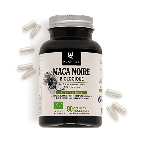 MACA NOIRE BIO *Plantae* 90 capsules végétales * Maca noire andine + Zinc + Sélénium * Formule puissante * Énergie et perform