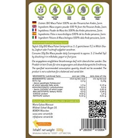 Maca Poudre 500 g Biologique Aliment superbe de qualité prime