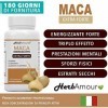 HerbAmour® Maca | 180 Capsules Pour 6 Mois | Cpr. Dosage Elevé Dans E.S. + L-Arginine + Vitamine B6 + Zinc + Taurine + Guaran