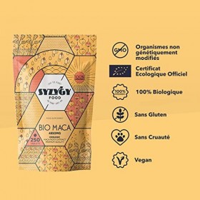 SYZYGY FOOD | Extrait de Maca BIO du Perou | 250 Comprimés | 4850mg | Poudre Haute Concentration 5:1 | Boost Energie et Vital