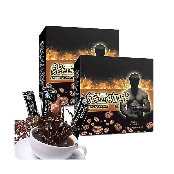 New Mens Energy Coffee - Black Maca Mens Energy Coffee, Instant Maca Coffee pour homme, café mélangé pour homme 1 boîte Maca
