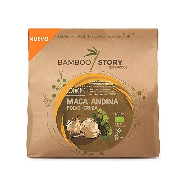 NOUVEAU | Crue | BAMBOO STORY | Maca Péruvienne | 100% Pure | Poudre | Bio | 400g