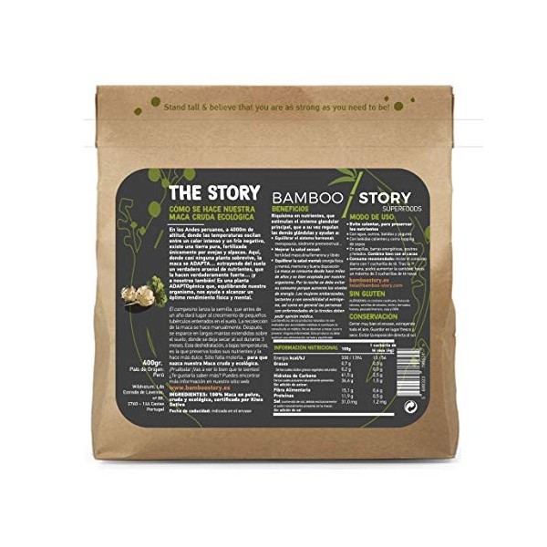 NOUVEAU | Crue | BAMBOO STORY | Maca Péruvienne | 100% Pure | Poudre | Bio | 400g