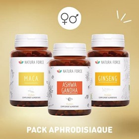 NATURA FORCE - Pack Aphrodisiaque - Compléments Alimentaires de Maca, Ginseng, Ashwagandha pour une Action Complète - 1 Mois 