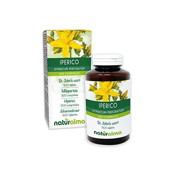 Millepertuis Hypericum perforatum herbe avec fleurs Naturalma | 150 g | 300 comprimés de 500 mg | Complément alimentaire | 