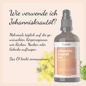 Casida® Huile de millepertuis - Hypericum perforatum - Huile rouge de millepertuis chauffante et apaisante pour massages et f