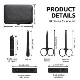 Kit Manucre Pedicure, BelonLink 20pcs Ensemble de Coupe-Ongles Professionnel, Trousse Manucure Pedicure avec Exquis La Boîte,