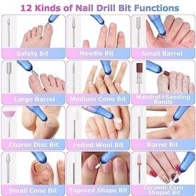 EVILTO Ponceuse pour Ongles Professionnelle Sans Fil 35000 RPM Lime a Ongle Electrique Portable Rechargeable Avec Affichage L