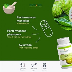 NONI - Gelules de Noni - Complément Alimentaire Performances Mentales et Physiques - Naturel et Végétal - Dosage Renforcé - 6