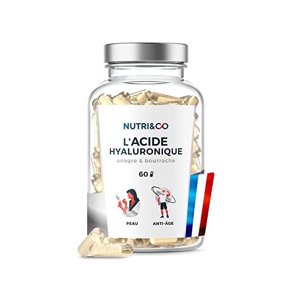 Acide Hyaluronique + Onagre + Bourrache | Formule Anti-Age Exclusive | Action Anti-Rides Efficace en Profondeur | Hydratation