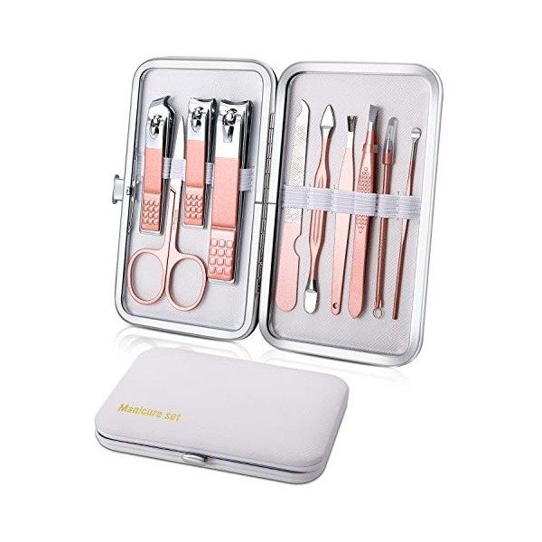 Kit Manucre Pedicure Mini Coupe Ongle Professionnel Coupe Cuticule Femme, Trousse Manucure Pedicure Set de 10pcs Vert 