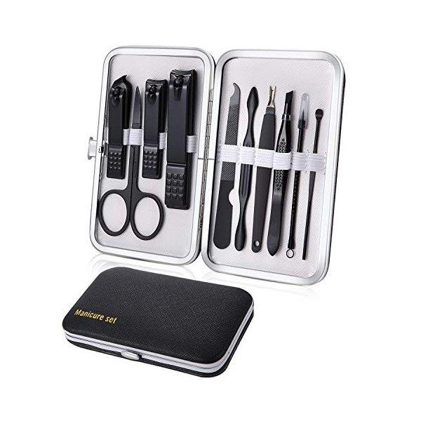 Kit Manucre Pedicure Mini Coupe Ongle Professionnel Coupe Cuticule Femme, Trousse Manucure Pedicure Set de 10pcs Vert 