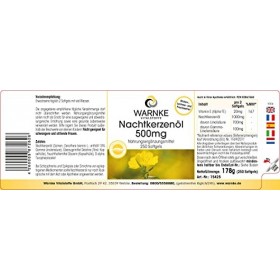 Huile dOnagre avec vitamine E Naturelle 500 mg - 250 gélules molles - Pressée à froid - 71,4% dacide linoléique - 10,2% aci