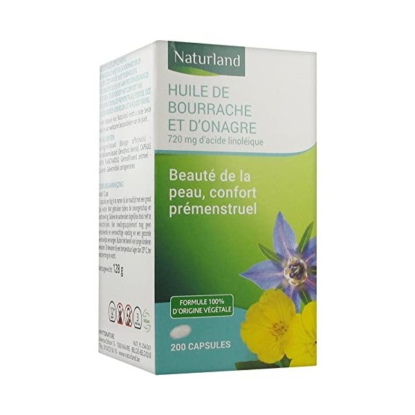 Naturland Huile de Bourrache et dOnagre 200 Capsules