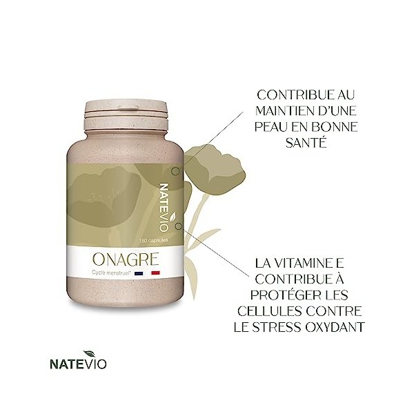 Onagre - Natevio - Pilulier de 180 capsules dosées 500mg - Vitalité - Souplesse