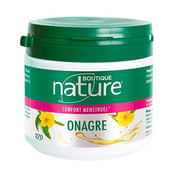 Boutique Nature - Complément Alimentaire - Onagre - 270 Capsules Marines - Apporte du bien être aux Femmes - Format Eco