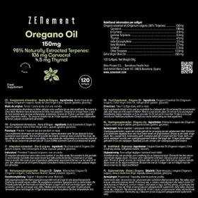 Huile dOrigan, 150 mg, 120 Capsules | avec Huile dOlive Vierge Extra Biologique | 106 mg de carvacrol et 4,5 mg de thymol p