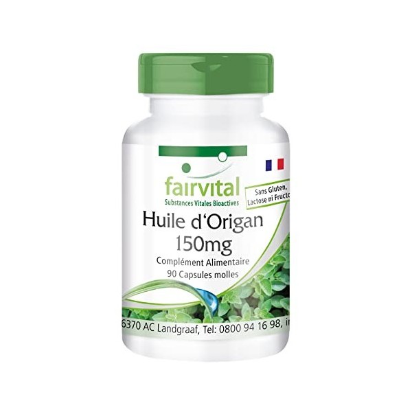 Fairvital | Origan 150mg dhuile - set pour pendant 3 mois - Origanum vulgare extrait - 90 gélules - concentré 10 fois