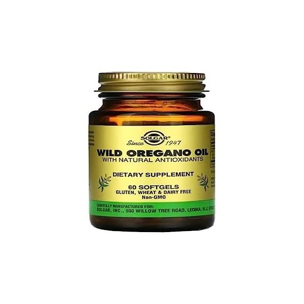 Solgar Wild Oregano Oil, 60 capsules molles - Antioxydant naturel et soutien du système immunitaire